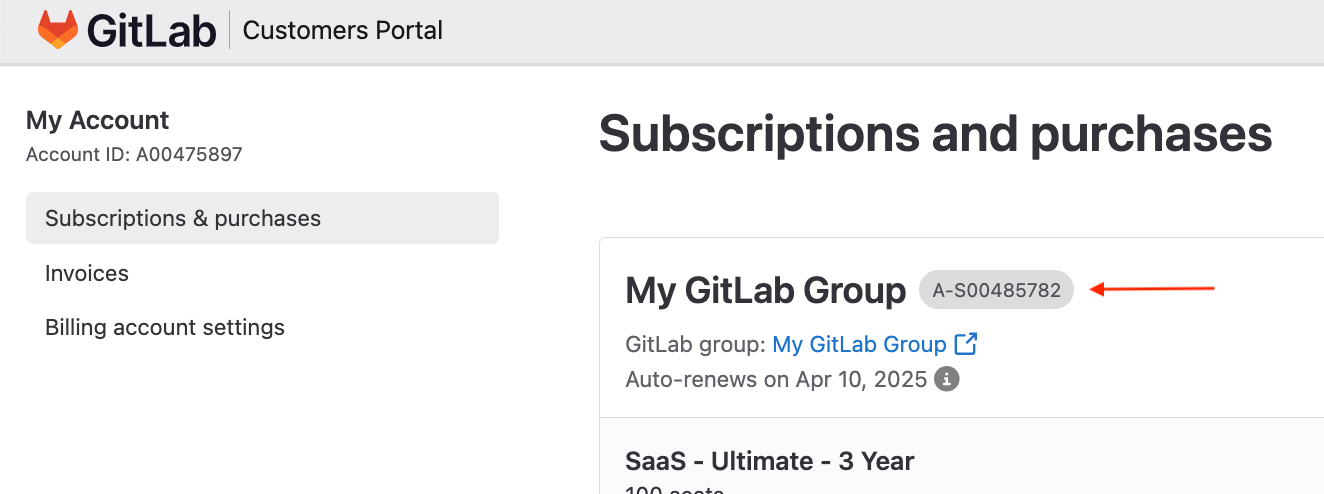 Subscription name